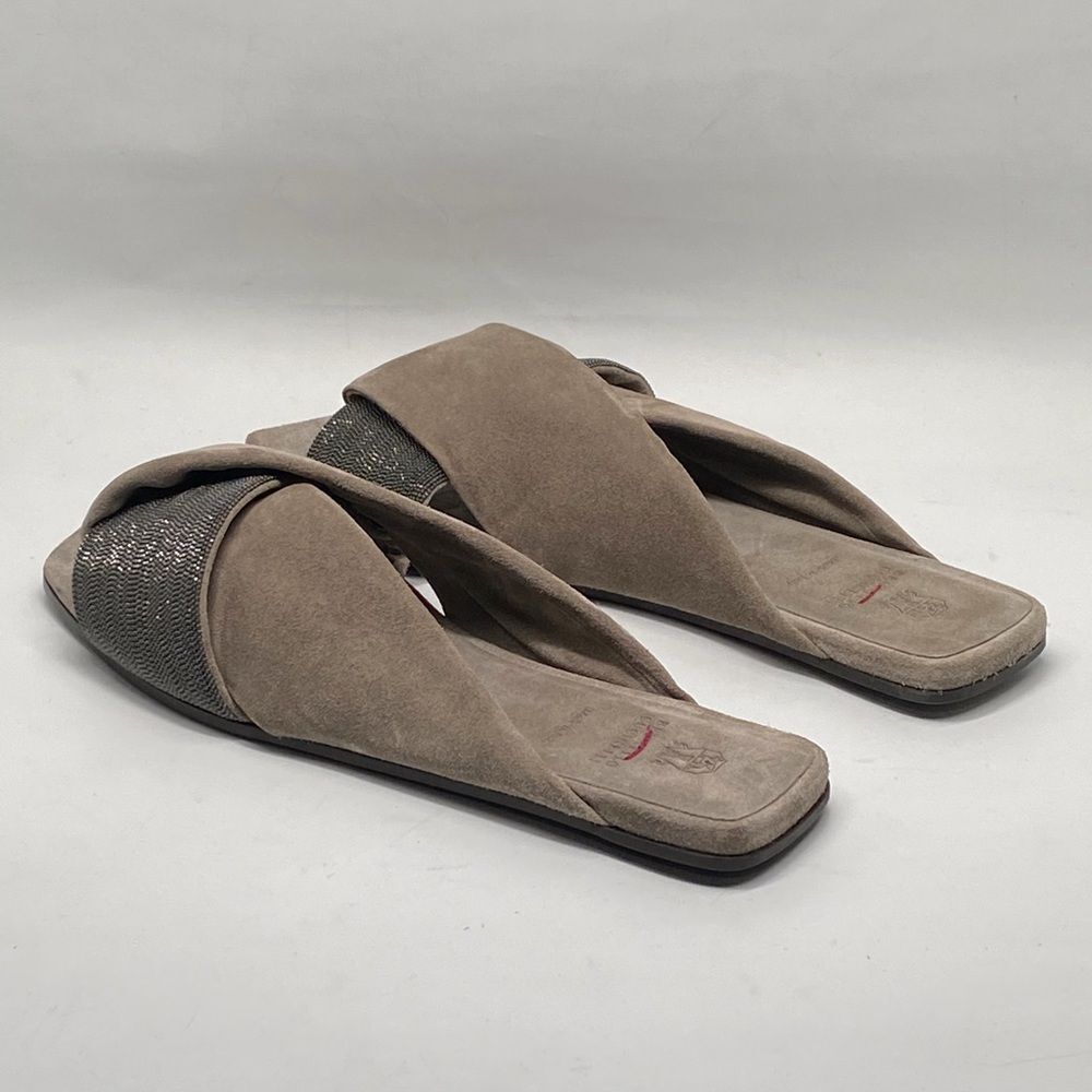 Brunello Cucinelli Monili-Embroidered Suede Slides size 41 - Picture 7 of 11